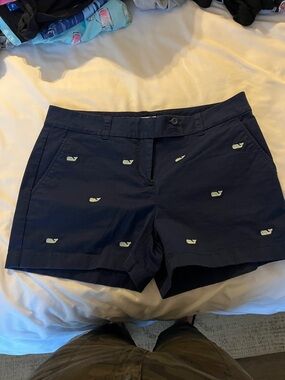 Vineyard Vines Navy Shorts with Light Blue Whale Embroidery